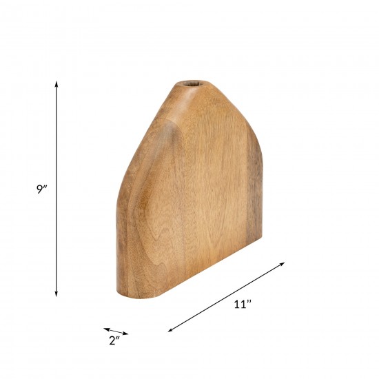 Wood, 9"h Tapered Vase, Brown