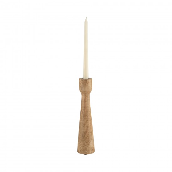 Wood, 12"h Candle Holder, Brown