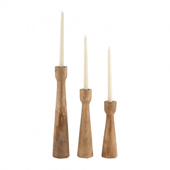 Wood, 12"h Candle Holder, Brown