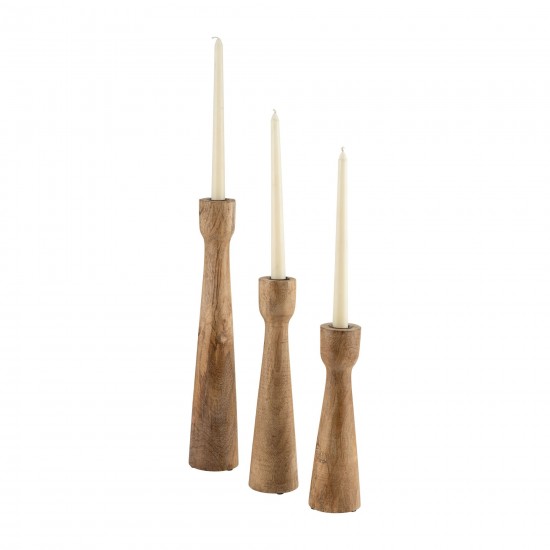 Wood, 12"h Candle Holder, Brown