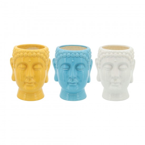 S/3 Buddha Citronella Candle, 8.5" Multi 40oz