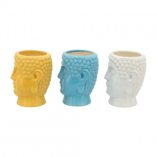 S/3 Buddha Citronella Candle, 8.5" Multi 40oz