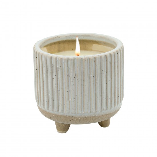 4" Ridged Scented Candle, Beige 8oz