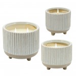 4" Ridged Scented Candle, Beige 8oz