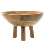 Wood, 10" Bowl W/ 3 Legs, Brown