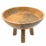 Wood, 10" Bowl W/ 3 Legs, Brown