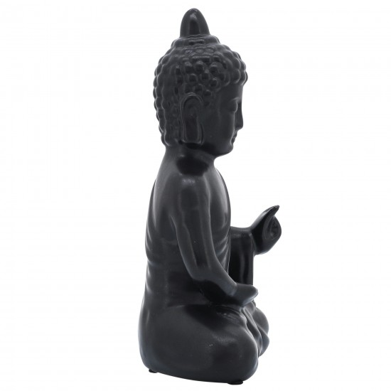 Black Ceramic Seated Buddha