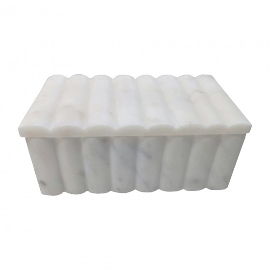 Marble, 7x3" Ridged Box, White