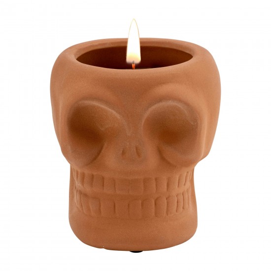 Cer, 5" Skull Scented Candle, Terracotta