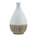 Cer, 11"h 2-tone Teardrop Vase, Creme/wht