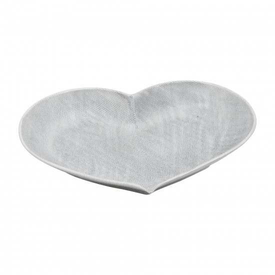 Cer, S/3 12/13/15" Scratched Heart Plates, Silver