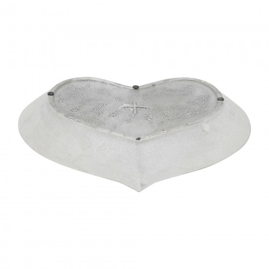 Cer, S/3 12/13/15" Scratched Heart Plates, Silver