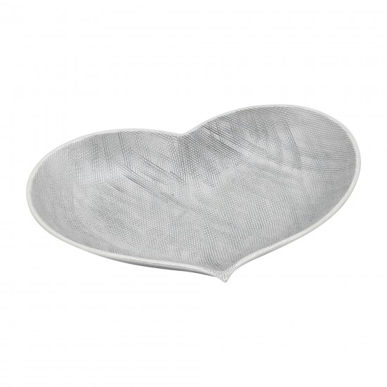 Cer, S/3 12/13/15" Scratched Heart Plates, Silver
