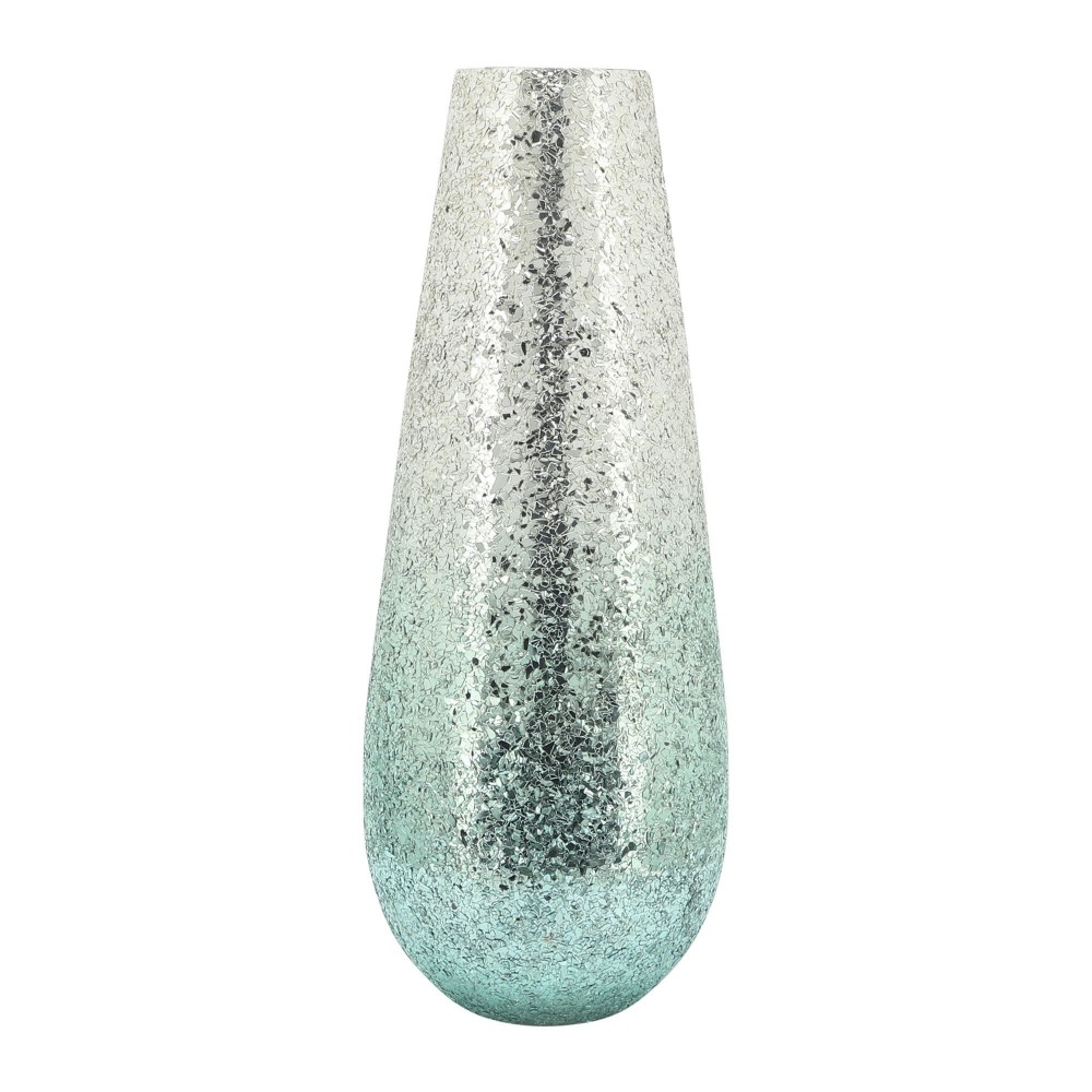 18" Crackled Vase, Green Ombre