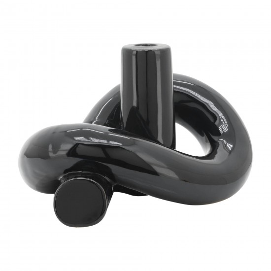 Cer, 6" Loopy Candle Holder, Black