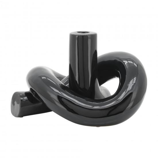 Cer, 6" Loopy Candle Holder, Black