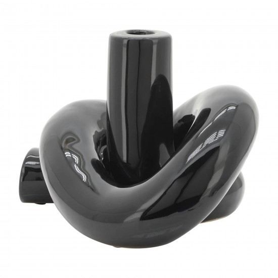 Cer, 6" Loopy Candle Holder, Black