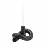 Cer, 6" Loopy Candle Holder, Black