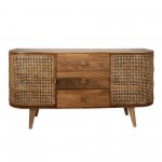 Wood/cane, 2-door/3-drawer Cabinet