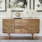 Wood/cane, 2-door/3-drawer Cabinet