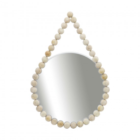 Wood, 36" Beaded Mirror, White Wb