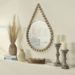 Wood, 36" Beaded Mirror, White Wb