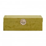 Wood, S/2 10/12" Box W/ Medallion, Olive/gold