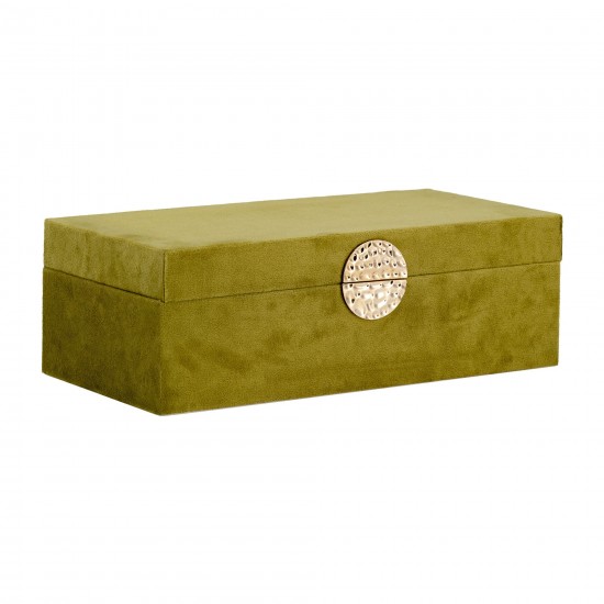 Wood, S/2 10/12" Box W/ Medallion, Olive/gold