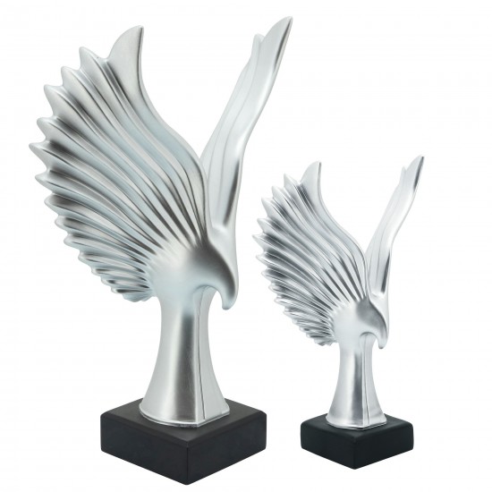 Resin 14"h Eagle Table Accent, Silver