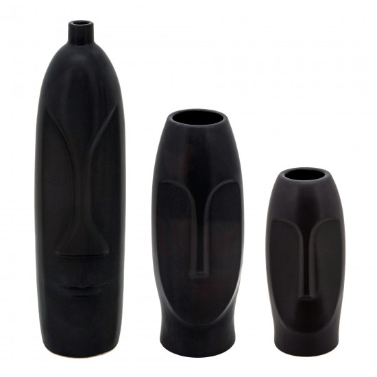 10"h Face Vase, Black