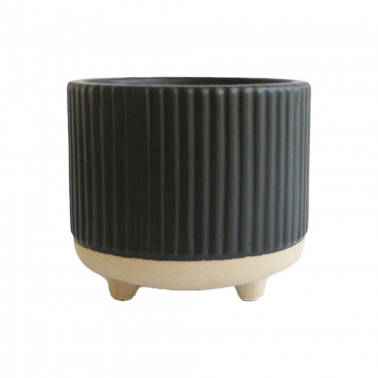 6",20oz Ridged Soy Scented Footed Candle, Blk