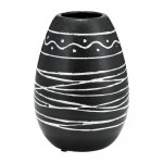 Cer, 8"h Tribal Vase, Black/white