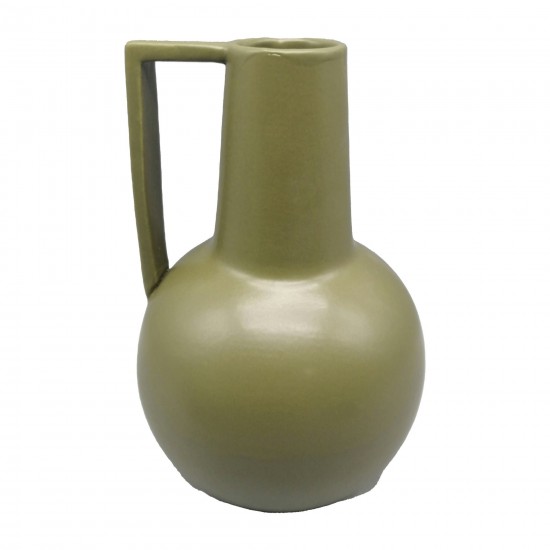 Cer,9",vase,olive