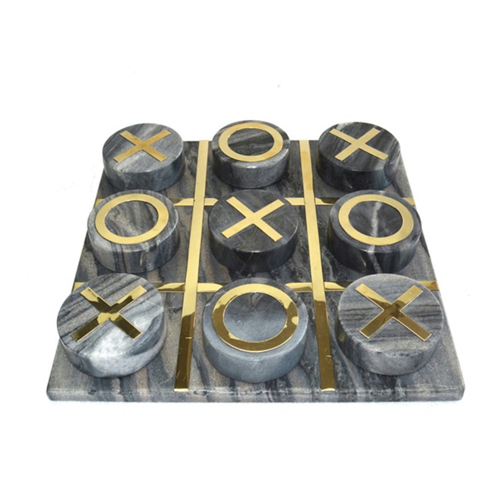 Marble 12x12 Tic-tac-toe, Black/gold