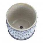 Ceramic 6" Dotted Planter W/ Saucer, Blue