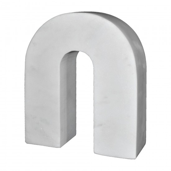 Marble, 7"h Horseshoe Tabletop Deco, White