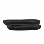 S/2 18/24" Wood Decor Plates, Black