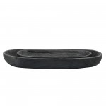 S/2 18/24" Wood Decor Plates, Black