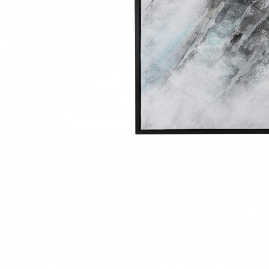 50x74 Abstract Canvas, Gray On Black Frame