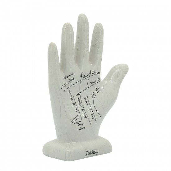 Porcelain, 8" Palmistry Hand Deco, White