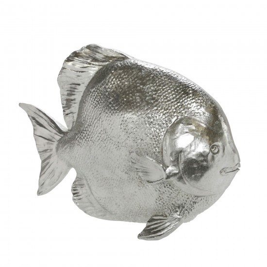 Polyresin 10"l Fish Figurine, Silver