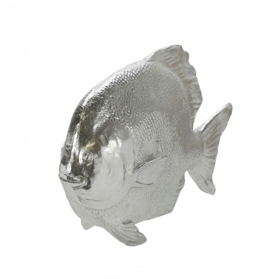 Polyresin 10"l Fish Figurine, Silver