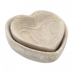 Wood, S/2 9/10" Heart Bowls, Natural