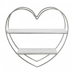 Metal/wood 2 Tier Heart Wall Shelf, White/silver