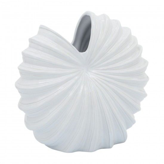 Cer, 12" Shell Vase, White