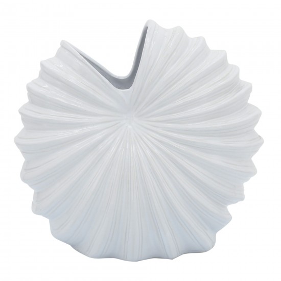 Cer, 12" Shell Vase, White