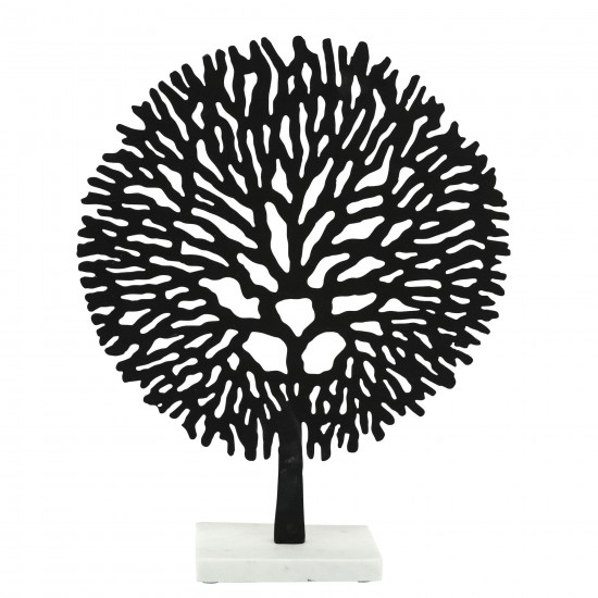 Metal, 17"h Tree Table Accent, Black