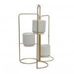 Metal 22" 3-tier Foldable Planters, White/gold