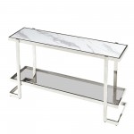 Metal/marble Glass, Console Table, Silver/white Kd