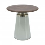 Wooden Top, 18"h Nebular Side Table, Cream